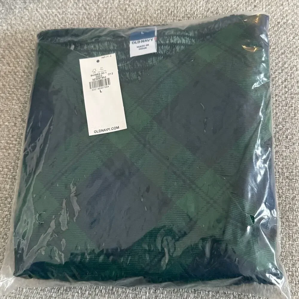 Old Navy green plaid Puff-Sleeve Plaid Poplin Peplum Top